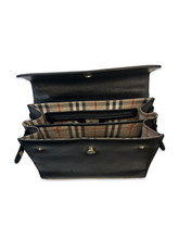 Load image into Gallery viewer, Burberry Vintage Black Leather Small Satchel / Briefcase
