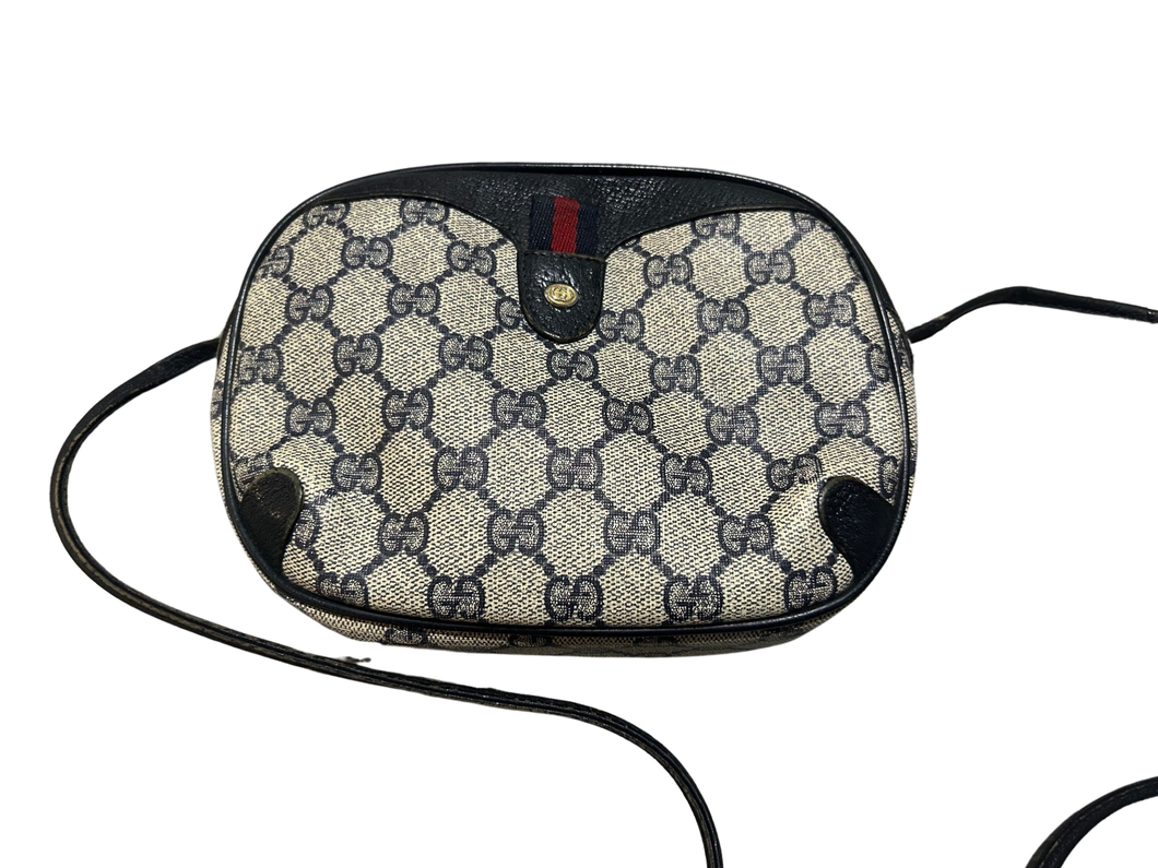 Gucci Vintage Ophidia GG Monogram Navy Crossbody Bag