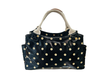 Load image into Gallery viewer, Kath Kidston Black Polkadot Oil Cloth Bag
