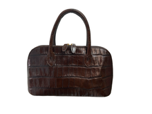 Load image into Gallery viewer, Vintage OSPREY LONDON Mocha Croc Patent Leather Tote Bag
