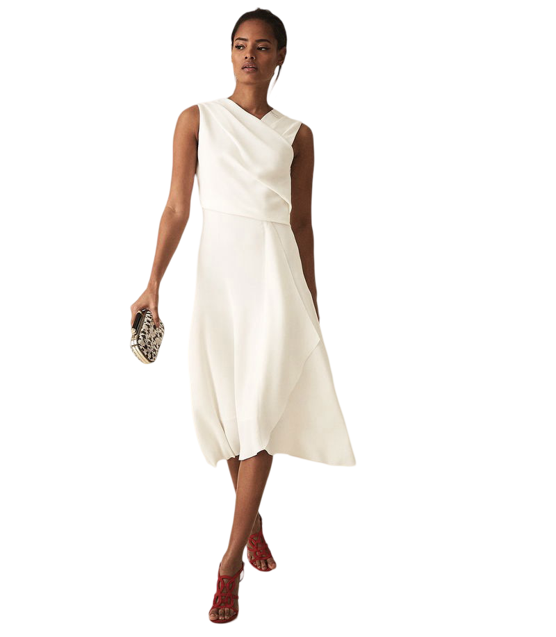 reiss marling wrap front midi dress Reiss Marling Wrap Front Midi Dress White UK8 / UK10 RRP £180 – The Little  Dress Shop Richmond