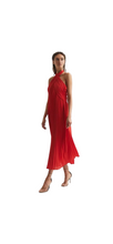 Load image into Gallery viewer, Reiss Red Roya Halter Neck Pleat Midi Dress UK10 RRP £248

