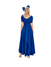 Load image into Gallery viewer, Kevan Jon Safia Flare Cape Dress in Cobalt UK12 RRP £435
