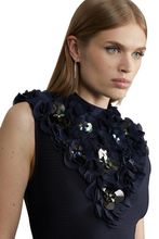 Load image into Gallery viewer, Karen Millen Bandage Embellished Neck Navy Maxi Dress Small RRP £149
