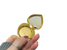 Load image into Gallery viewer, Estée Lauder Heart Compact Mirror – Gold Tone with Red Jewel Detail
