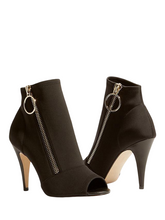 Load image into Gallery viewer, Karen Millen Side Zip Peep Toe Nylon Shoe Boots in Black UK7 EU40
