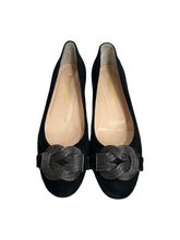 Load image into Gallery viewer, Russell &amp; Bromley Black Suede Leather Ballerina Pumps in UK6.5
