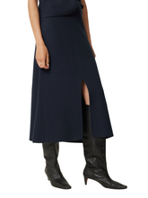 Load image into Gallery viewer, Jigsaw Navy Wool &amp; Cotton Blend Knitted Skirt Size Large RRP £125
