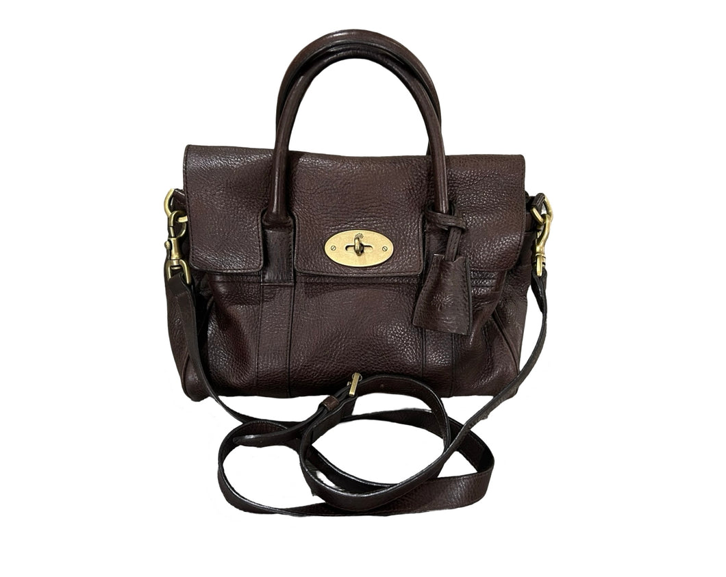 Mulberry Classic Small Bayswater Satchel in Chocolate Brown Natural Leather