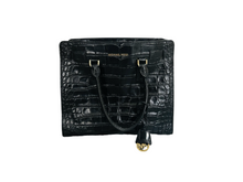 Load image into Gallery viewer, Michael Kors Black Croc Embossed Leather Dillon Tote Multiway Bag
