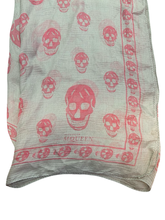 Load image into Gallery viewer, Alexander McQueen Silk Skull Scarf Grey &amp; Pink
