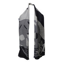 Load image into Gallery viewer, Alexander McQueen Grey &amp; Navy Skull Wool Scarf
