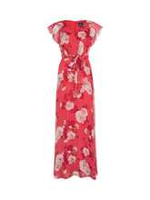 Load image into Gallery viewer, Adrianna Papell Red Camellia Flutter Floral Maxi Dress UK8 New with Tags RRP £199
