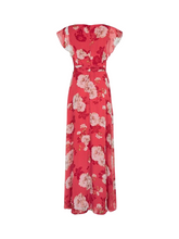Load image into Gallery viewer, Adrianna Papell Red Camellia Flutter Floral Maxi Dress UK8 New with Tags RRP £199
