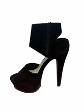 Load image into Gallery viewer, PPQ for Office Black Suede Platform Stilettos in UK5 EU38
