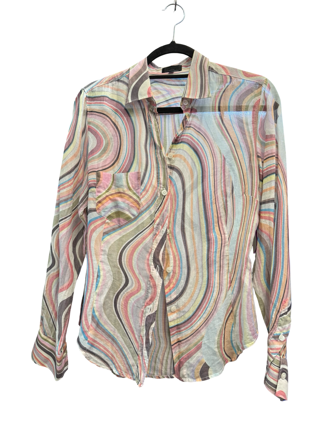 Paul Smith Black Label Multicolor Swirl Print Cotton Blouse – Size 44