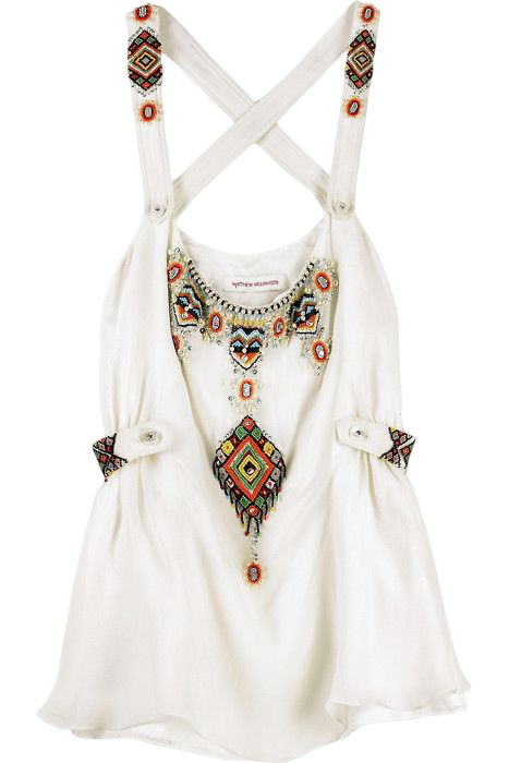Matthew Williamson Embellished Silk Sleeveless Top – Ivory Boho Luxe UK12