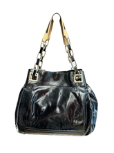 Load image into Gallery viewer, Vintage Anya Hindmarch Black Patent Shoulder Bag – Chain Link Strap
