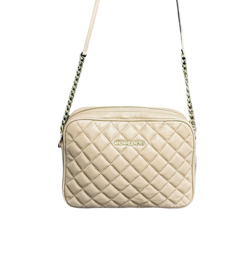 Michael Kors Quilted Lambskin Leather Crossbody Bag – Beige