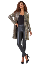 Load image into Gallery viewer, Roman Longline Sequin Stretch Jacket Bronze RRP £58 UK16
