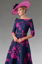 Load image into Gallery viewer, Irresistible Veromia IR6193 Off The Shoulder Fuchsia/Navy Dress UK10
