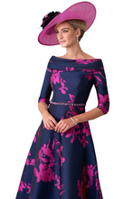 Load image into Gallery viewer, Irresistible Veromia IR6193 Off The Shoulder Fuchsia/Navy Dress UK10
