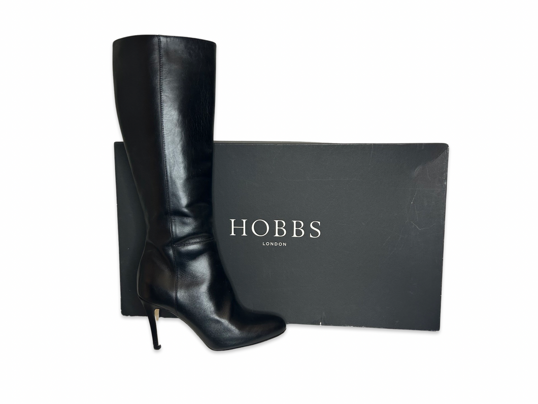 Hobbs Roxy Zip Long Boots in Black Leather UK5 EU38