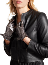 Load image into Gallery viewer, Ted Baker Sophiis Bow Gunmetal Leather Gloves Size S/M
