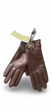Load image into Gallery viewer, Michael Kors Brown Leather Tech Gloves Size L

