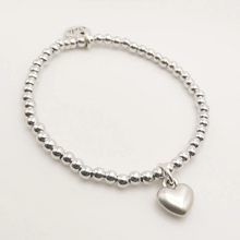 Load image into Gallery viewer, 30B2604 Silver beads bracelet with a puffed heart
