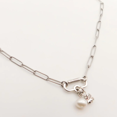 30N1877 Freya Necklace with Pearl and Crystal Silver