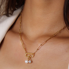Load image into Gallery viewer, 30N1877G Freya Necklace with Pearl and Crystal Gold
