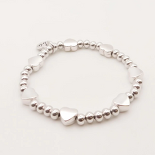 Load image into Gallery viewer, 30B2954 Heart Glider Beads Stretch Bracelet Silver
