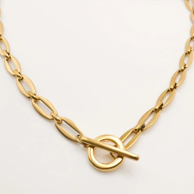 Long Link T-Bar Necklace, Gold 30N1888G