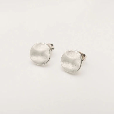 Hammered Circle Stud Earrings, Silver 30E3315