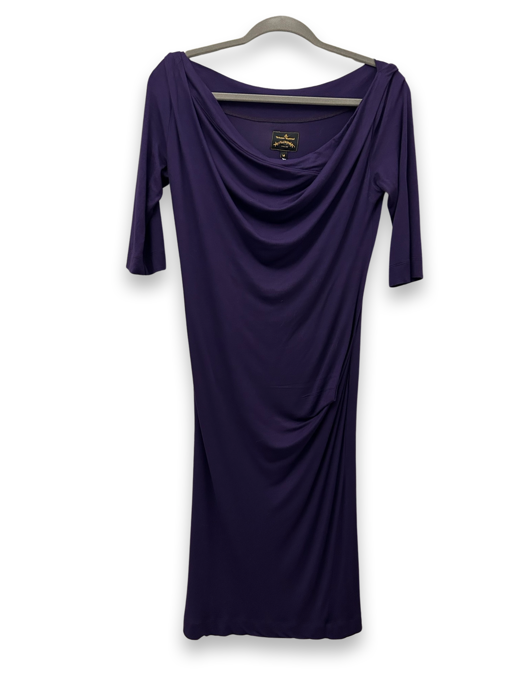 Vivienne Westwood Anglomania Purple Jersey Cowl Short Sleeved Dress Size Medium