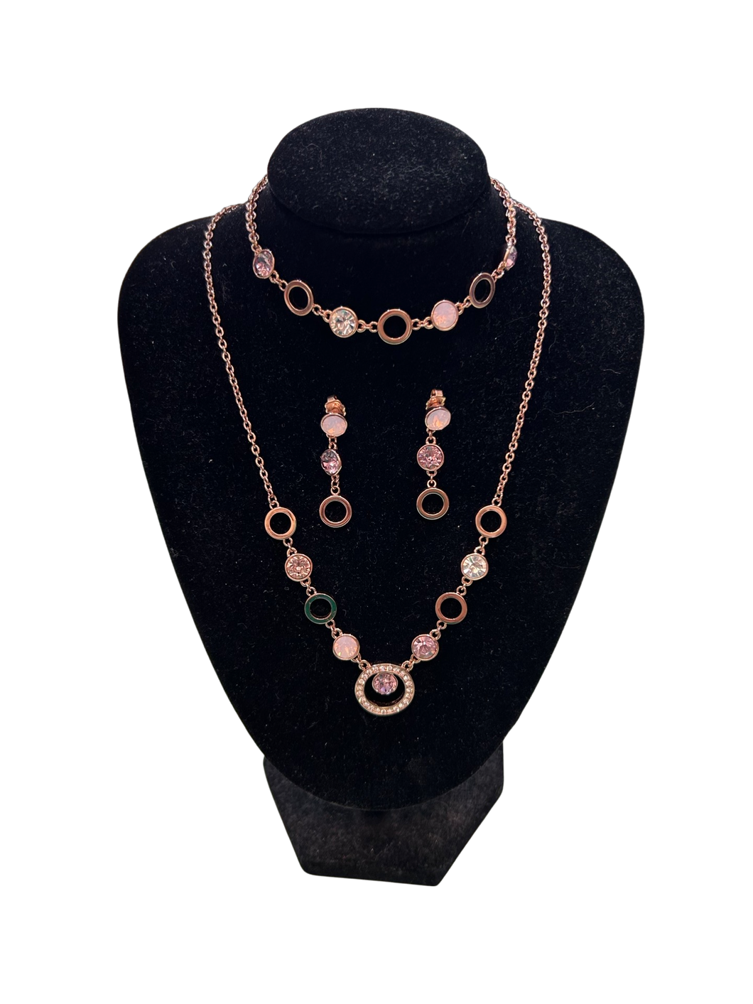 Guess Hypnotic Stone Rose Gold Necklace, Bracelet & Earrings Set