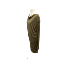 Load image into Gallery viewer, Vivienne Westwood Anglomania Khaki Jersey Cowl Sleeved Dress Size Medium
