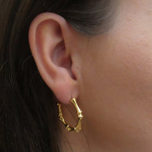 Load image into Gallery viewer, BAMBOO HOOP EARRINGS, GOLD 30E3107G
