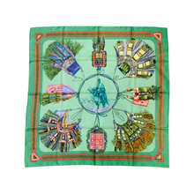Load image into Gallery viewer, All Proceeds to Charity 🧡💚 
Hermès L Cuirs du Desert Vintage Square Silk Twill Scarf by Francoise de la Perriere
